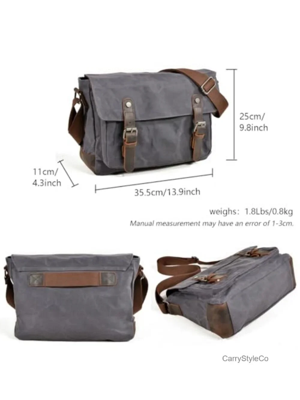 Vintage Canvas Messenger Bag Waterproof Military Satchel Crossbody Shoulder Bag